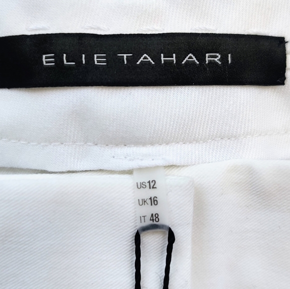 ELIE TAHARI Sloane Capri Pants 12 White Mid-Rise Stretch Cuffed - Picture 3 of 8